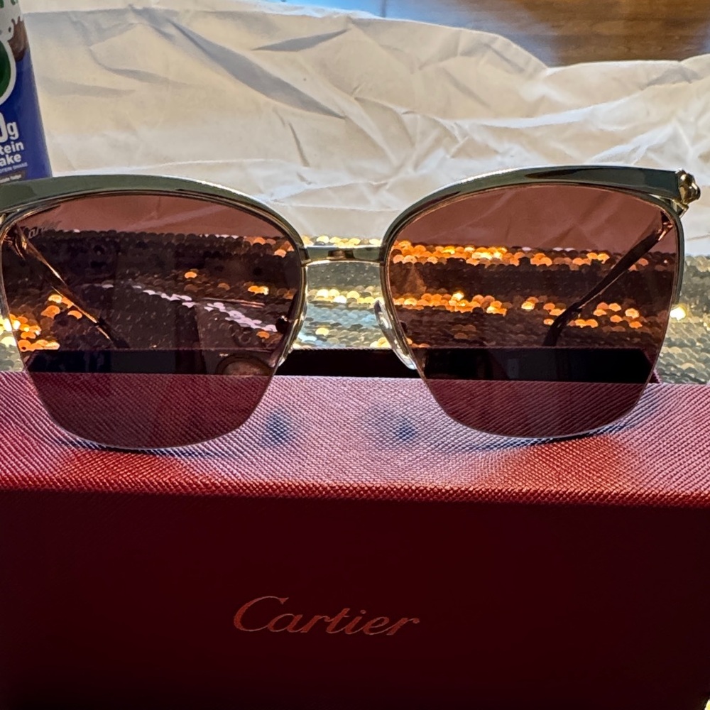 Cartier Gold Frame Sunglasses with Brown Lenses (Authentic and New)